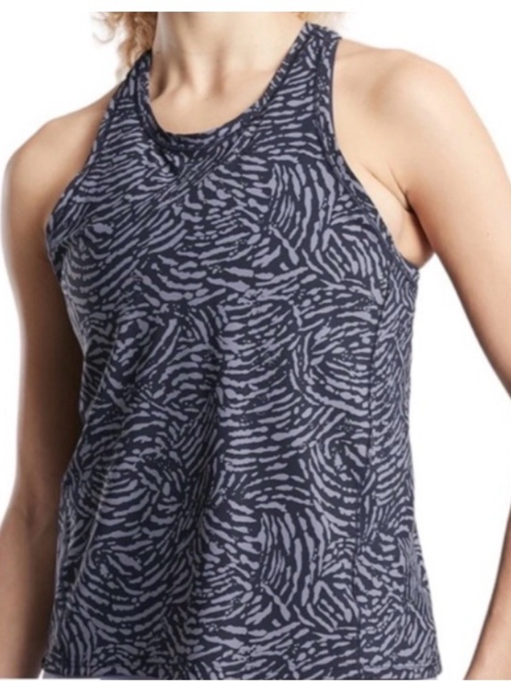 Athleta Ultimate Train Tank Navy Patterned Racerback